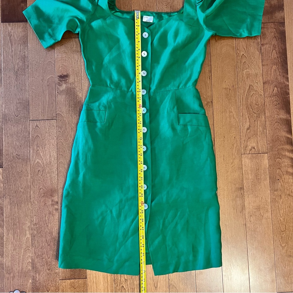 Aritzia Le Fou Wilfred NWOT Michalina Green Dress  Linen Blend Size 4 - Picture 17 of 17